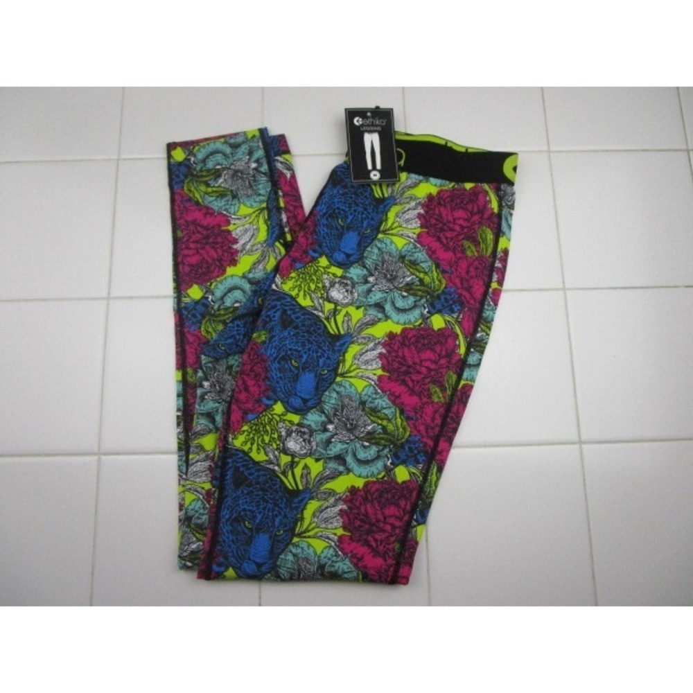 Ethika Leggings Floral Print Multicolor Women's Medium Pants Bottoms Pajamas